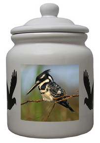 Pied Kingfisher Ceramic Color Cookie Jar