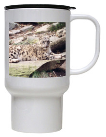 Snow Leopard Polymer Plastic Travel Mug