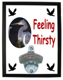 Louisiana Heron Feeling Thirsty Bottle Opener Plaque