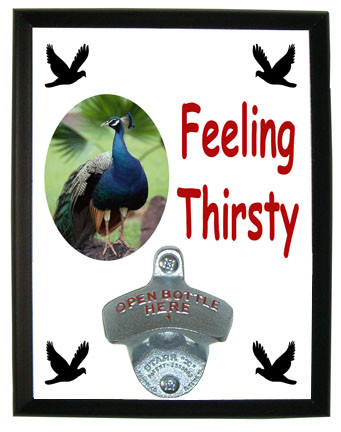 Peacock Feeling Thirsty Bottle Opener Plaque