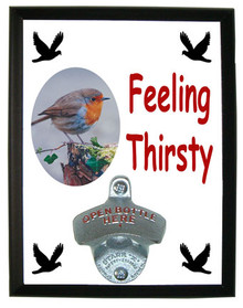 Robin Feeling Thirsty Bottle Opener Plaque