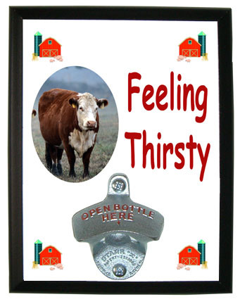Cow Feeling Thirsty Bottle Opener Plaque