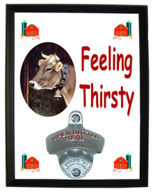 Cow Feeling Thirsty Bottle Opener Plaque