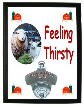 Lamb Feeling Thirsty Bottle Opener Plaque
