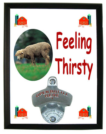Sheep Feeling Thirsty Bottle Opener Plaque