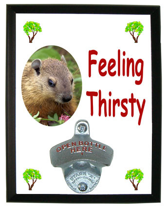 Groundhog Feeling Thirsty Bottle Opener Plaque