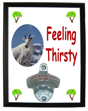 Mountain Goat Feeling Thirsty Bottle Opener Plaque