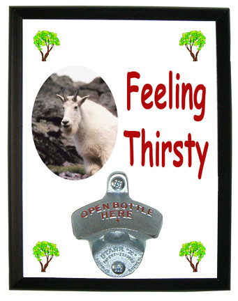 Mountain Goat Feeling Thirsty Bottle Opener Plaque