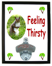 Squirrel Feeling Thirsty Bottle Opener Plaque