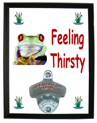 Tree Frog Feeling Thirsty Bottle Opener Plaque
