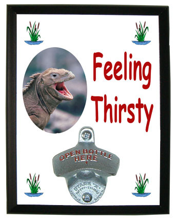 Iguana Feeling Thirsty Bottle Opener Plaque