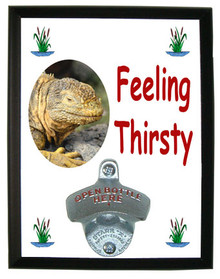 Iguana Feeling Thirsty Bottle Opener Plaque