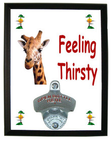 Giraffe Feeling Thirsty Bottle Opener Plaque