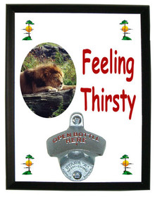 Lion Feeling Thirsty Bottle Opener Plaque