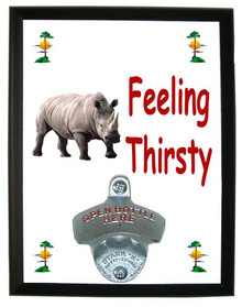 Rhino Feeling Thirsty Bottle Opener Plaque