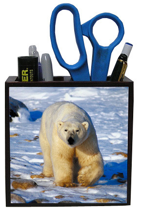 Polar Bear Wood Pencil Holder