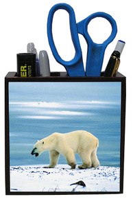 Polar Bear Wood Pencil Holder