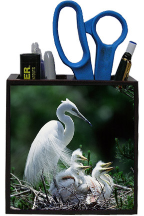 Egret Wooden Pencil Holder