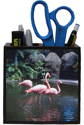 Flamingo Wooden Pencil Holder