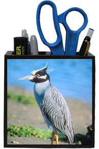 Yellow Crowned Heron Wooden Pencil Holder