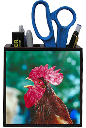 Rooster Wooden Pencil Holder