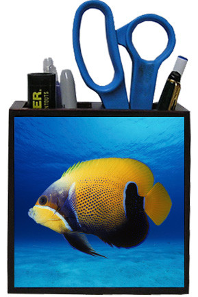 Blue Girdled Angelfish Wooden Pencil Holder