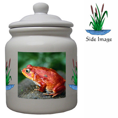 Tomato Frog Ceramic Color Cookie Jar