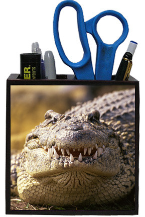 Alligator Wooden Pencil Holder