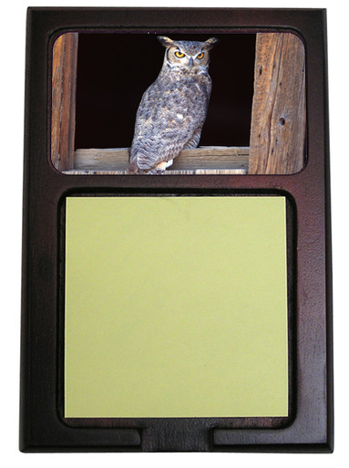 Great Horned Owl Wooden Sticky Note Holder