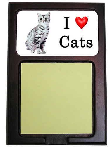 American Shorthair Cat Wood Sticky Note Holder
