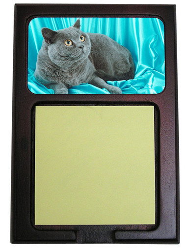 British Shorthair Cat Wood Sticky Note Holder