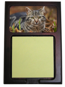 Tabby Cat Wood Sticky Note Holder