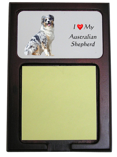 Australian Shepherd Wooden Sticky Note Holder