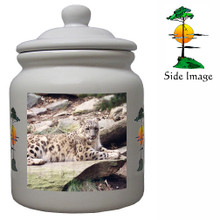 Snow Leopard Ceramic Color Cookie Jar