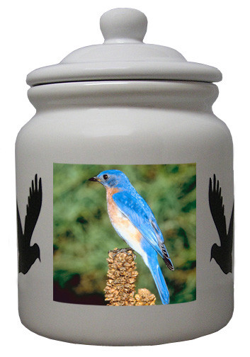Bluebird Ceramic Color Cookie Jar