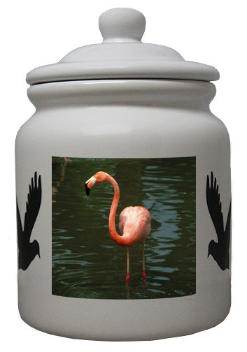 Flamingo Ceramic Color Cookie Jar