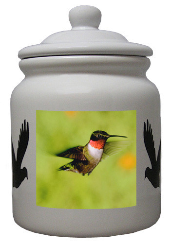 Hummingbird Ceramic Color Cookie Jar