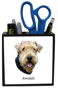 Airedale Wood Pencil Holder