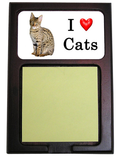 Savannah Cat Wood Sticky Note Holder