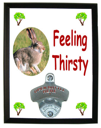 Rabbit Feeling Thirsty Bottle Opener Plaque