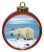 Polar Bear Ceramic Red Drum Christmas Ornament