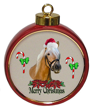 Haflinger Ceramic Red Drum Christmas Ornament