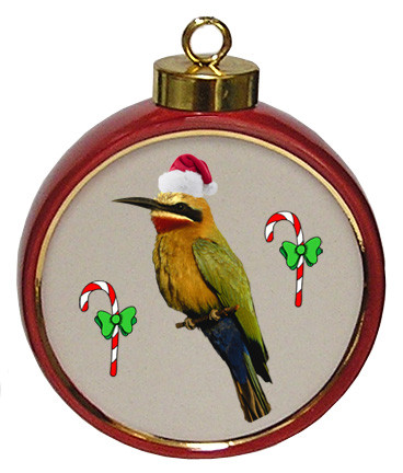 Bee Eater Ceramic Red Drum Christmas Ornament