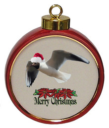 Black Headed Gull Ceramic Red Drum Christmas Ornament