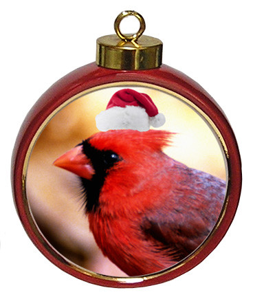 Cardinal Ceramic Red Drum Christmas Ornament