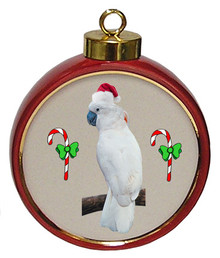Cockatoo Ceramic Red Drum Christmas Ornament