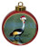 Crowned Crane Ceramic Red Drum Christmas Ornament