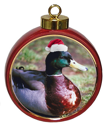 Duck Ceramic Red Drum Christmas Ornament