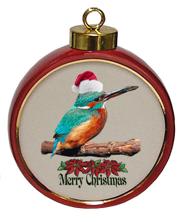 Kingfisher Ceramic Red Drum Christmas Ornament