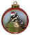 Pied Kingfisher Ceramic Red Drum Christmas Ornament